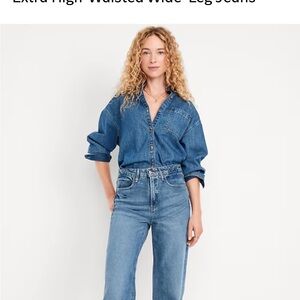 Old Navy Women's High Rise Wide Leg Jeans